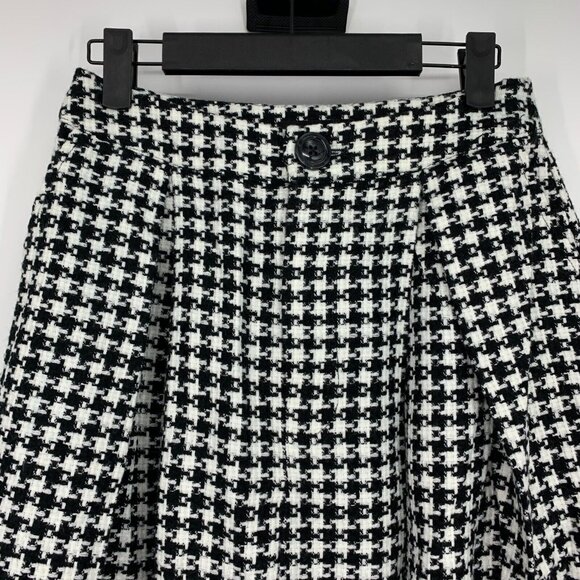 Who What Wear Skirt Black Houndstooth Tweed Pleated Midi Birdcage - Picture 3 of 8